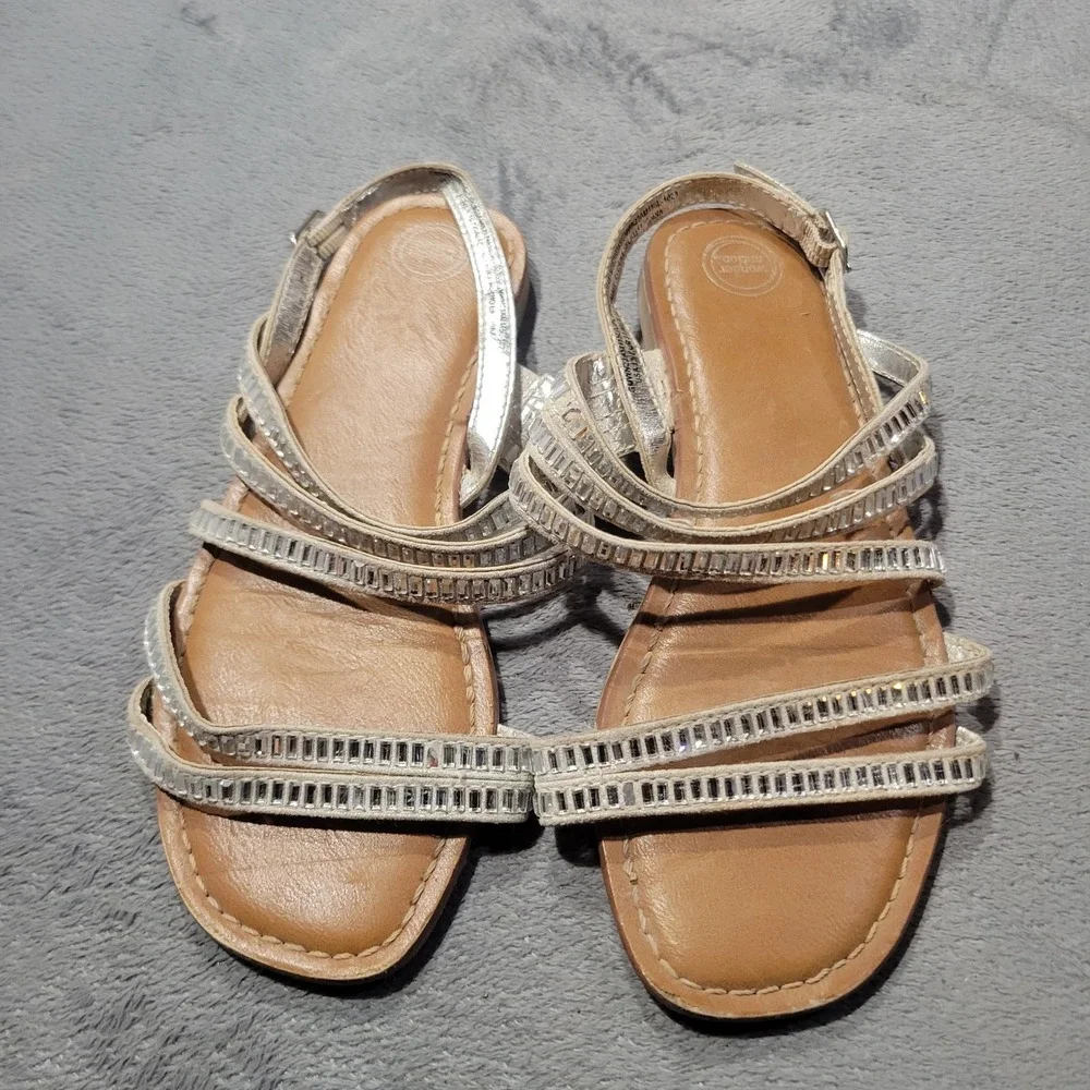 Wonder Nation Sandals Girls 13 Silver Rhinestone Strappy Dressy‎ Summer Shoes 79